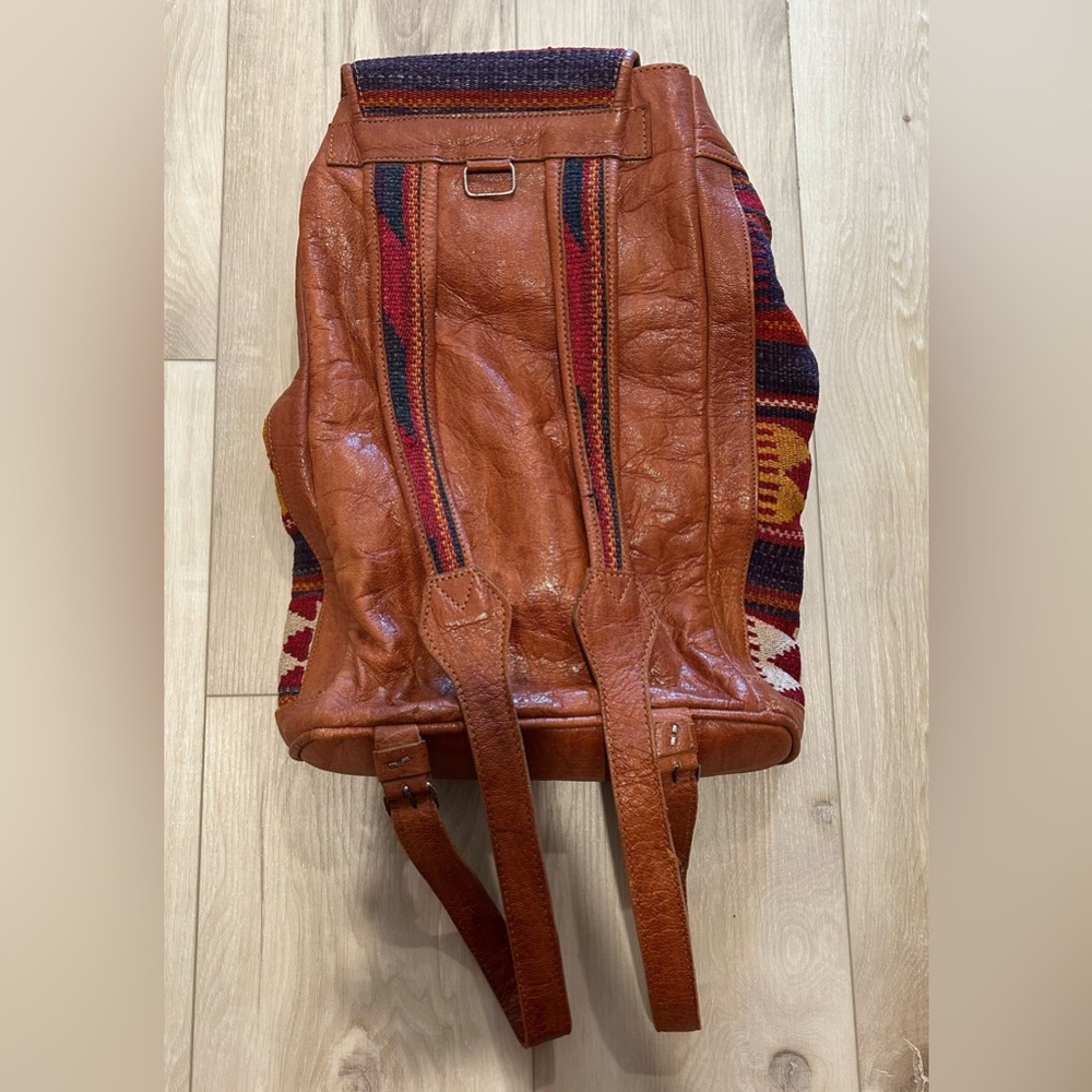Multicolor Aztec Patterned Leather Backpack - image 4